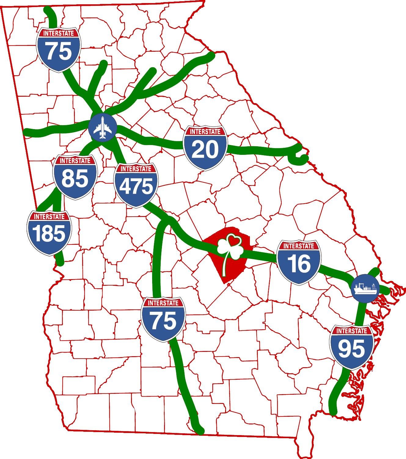 Map Of Georgia Highways And Interstates World Time Zone Map Images   Map Print New 